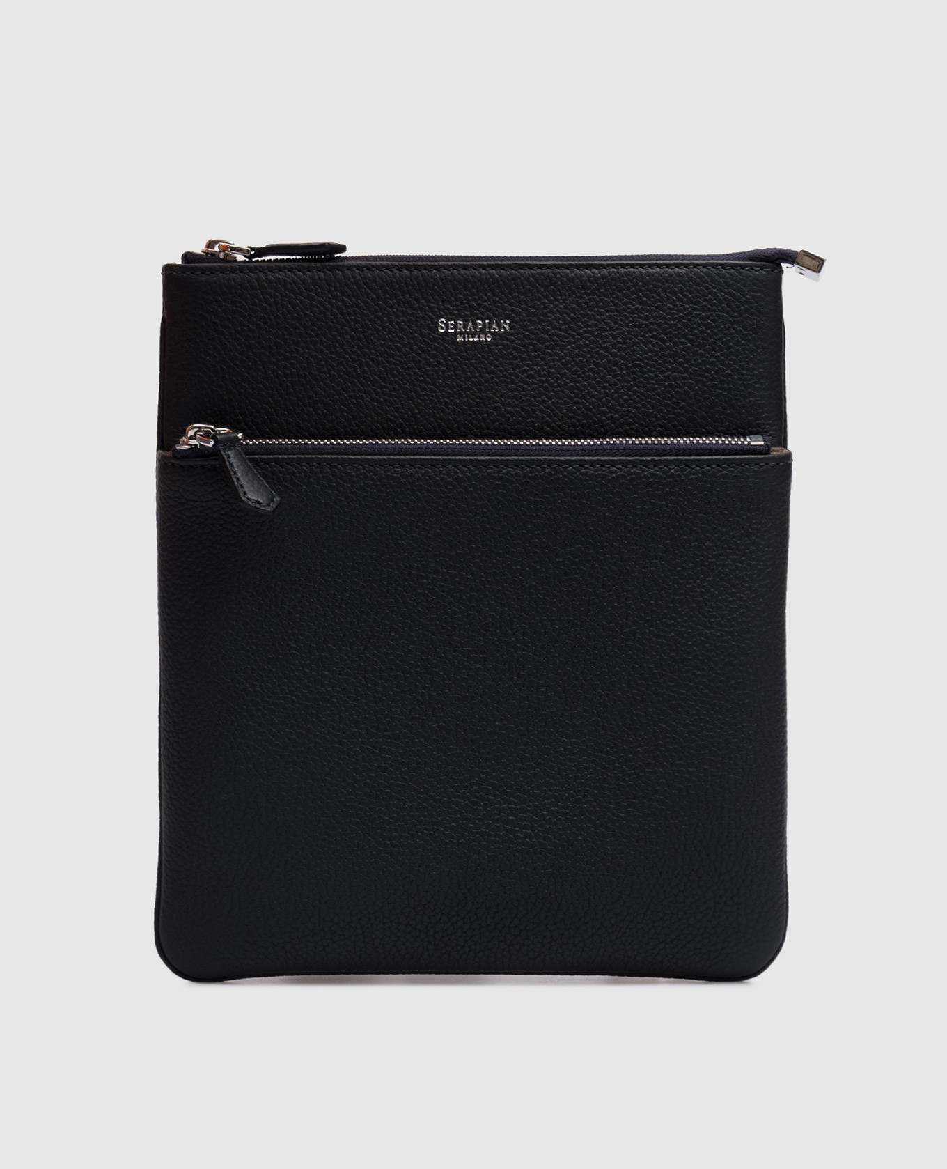 

Blue leather tablet bag with logo print Serapian