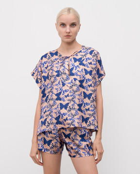 Vilebrequin Beige Disco Butterflly silk top with print FTZCW243