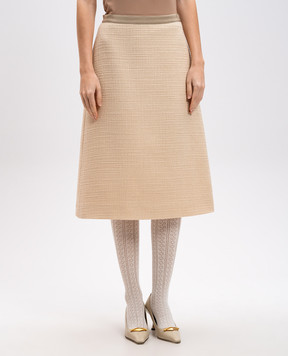 Valentino Beige tweed midi skirt made of wool 6B3RACJ690Y