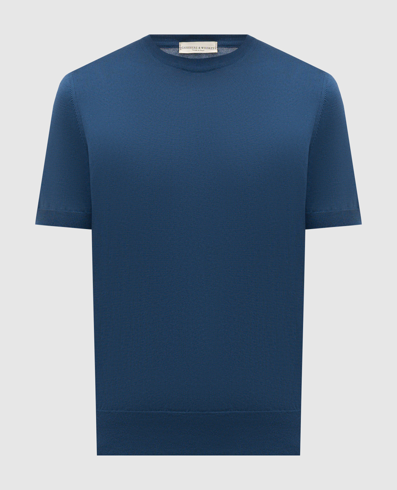 Blue T-shirt with silk and cashmere