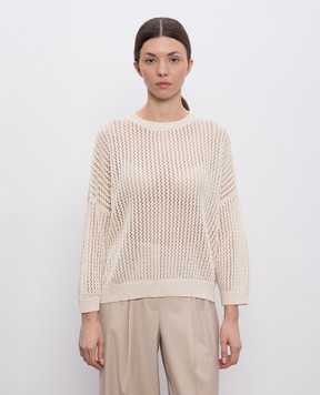 Peserico Beige openwork jumper with sequins S99780F05A9110