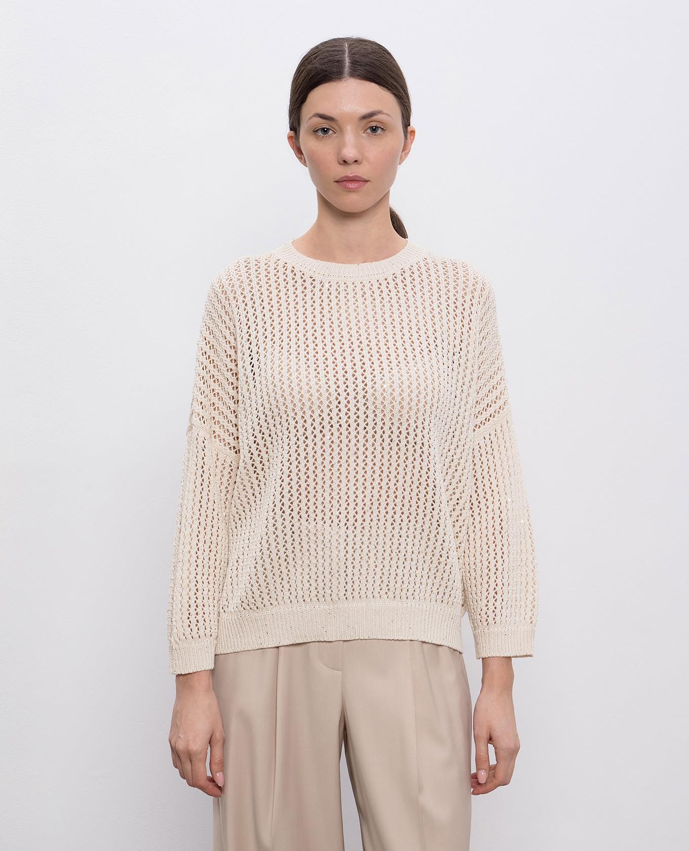 

Beige openwork jumper with sequins Peserico