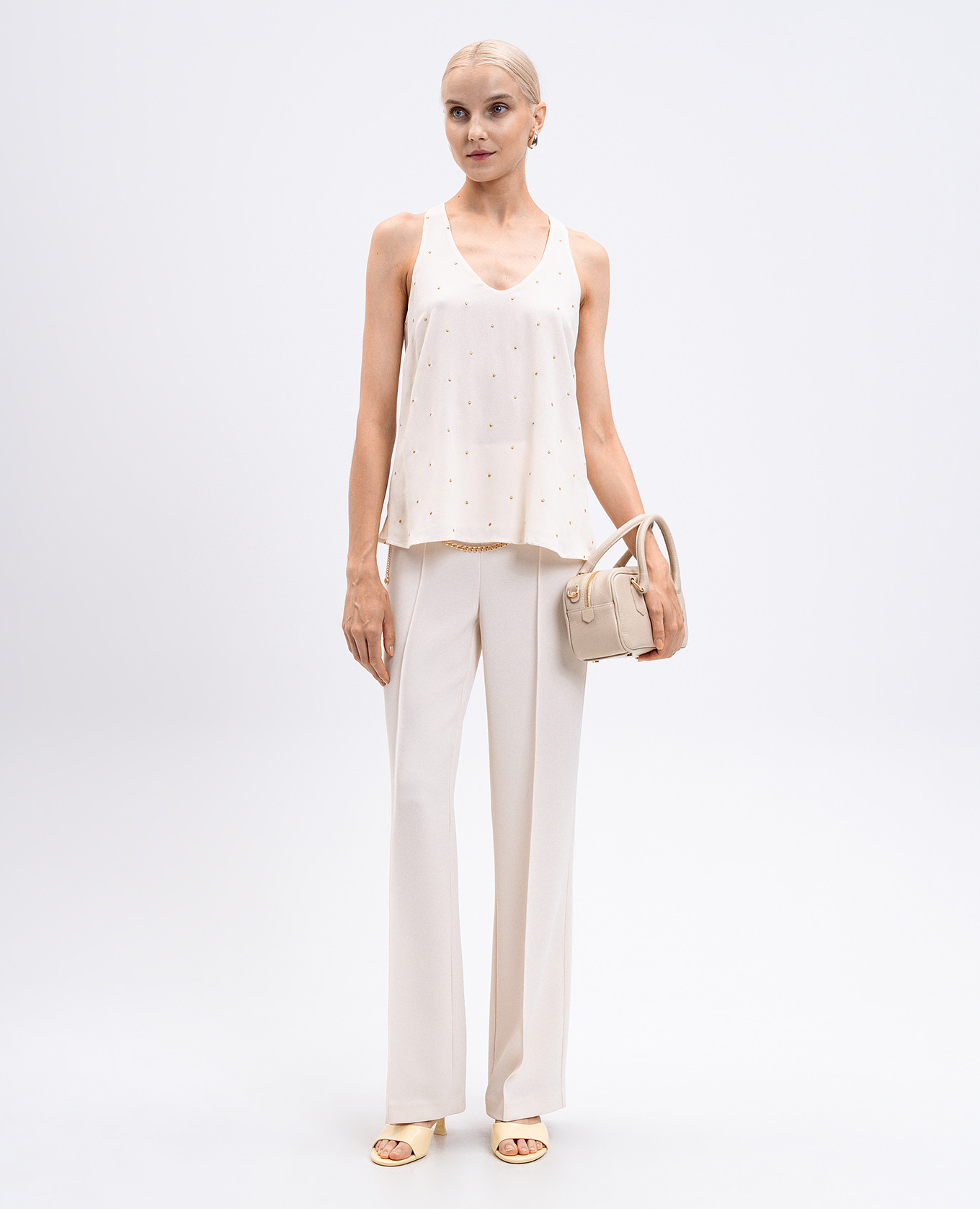 

Beige flared pants with chain Twinset