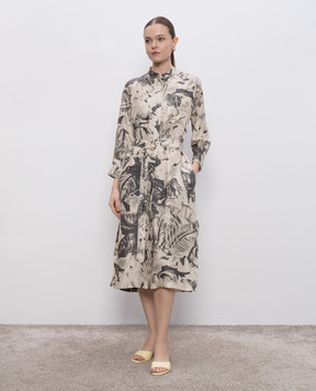 MooRER NAYA green silk shirt dress NAYAPSK