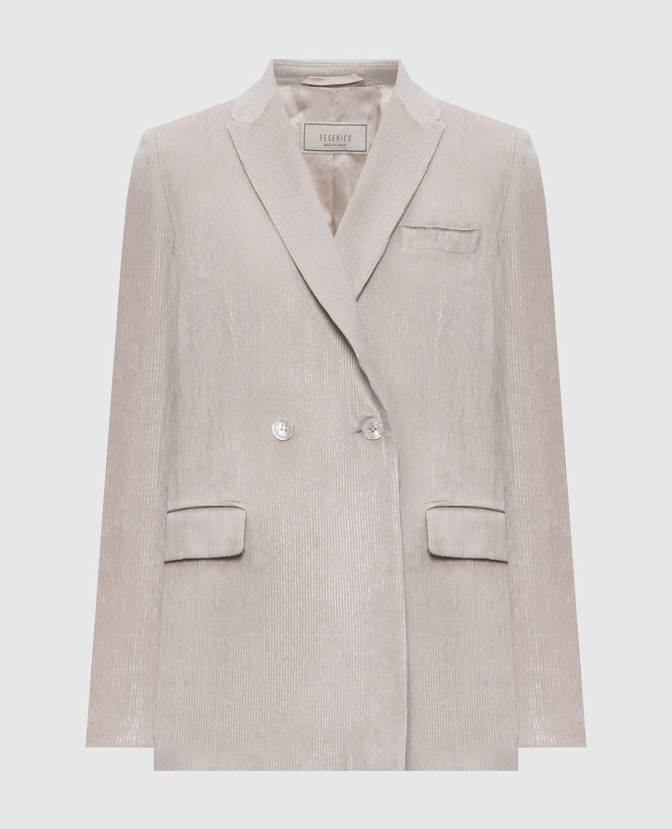 Gray double-breasted corduroy jacket Peserico