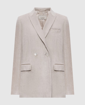 Peserico Gray double-breasted corduroy jacket A0123901596