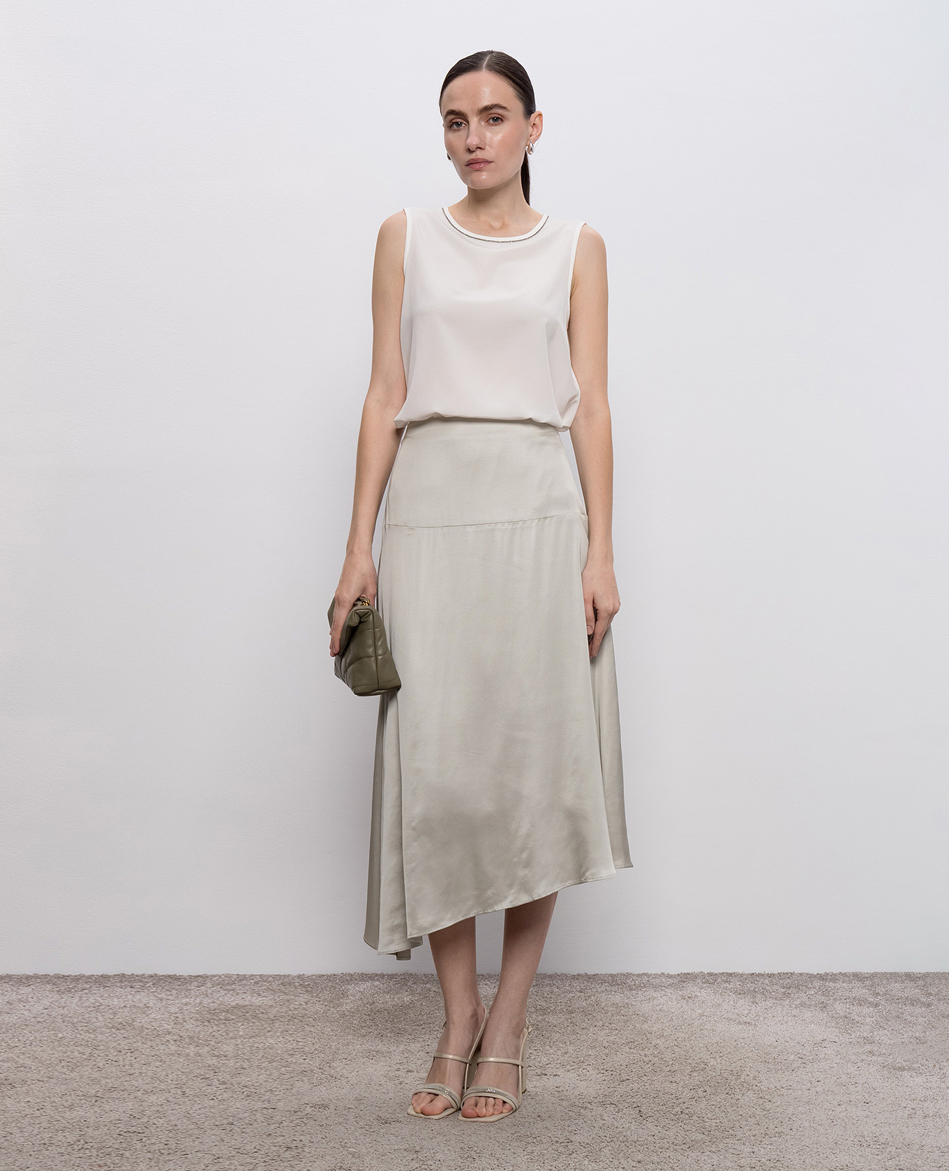 Gray asymmetric midi skirt Peserico 2