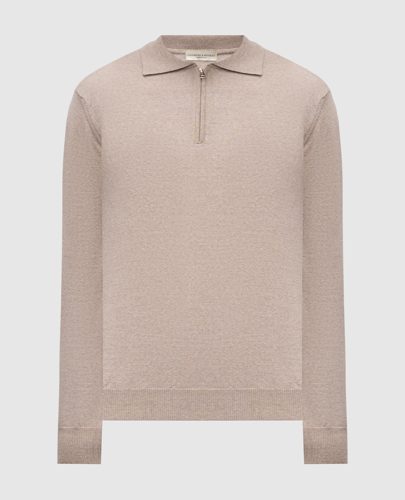 Beige merino wool polo shirt