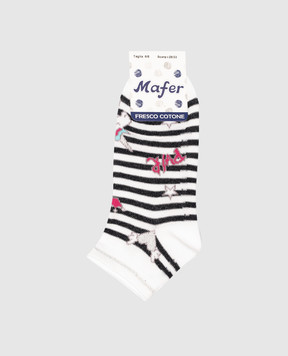 RiminiVeste Mafer children's white socks in a stripe with a pattern RFC7671