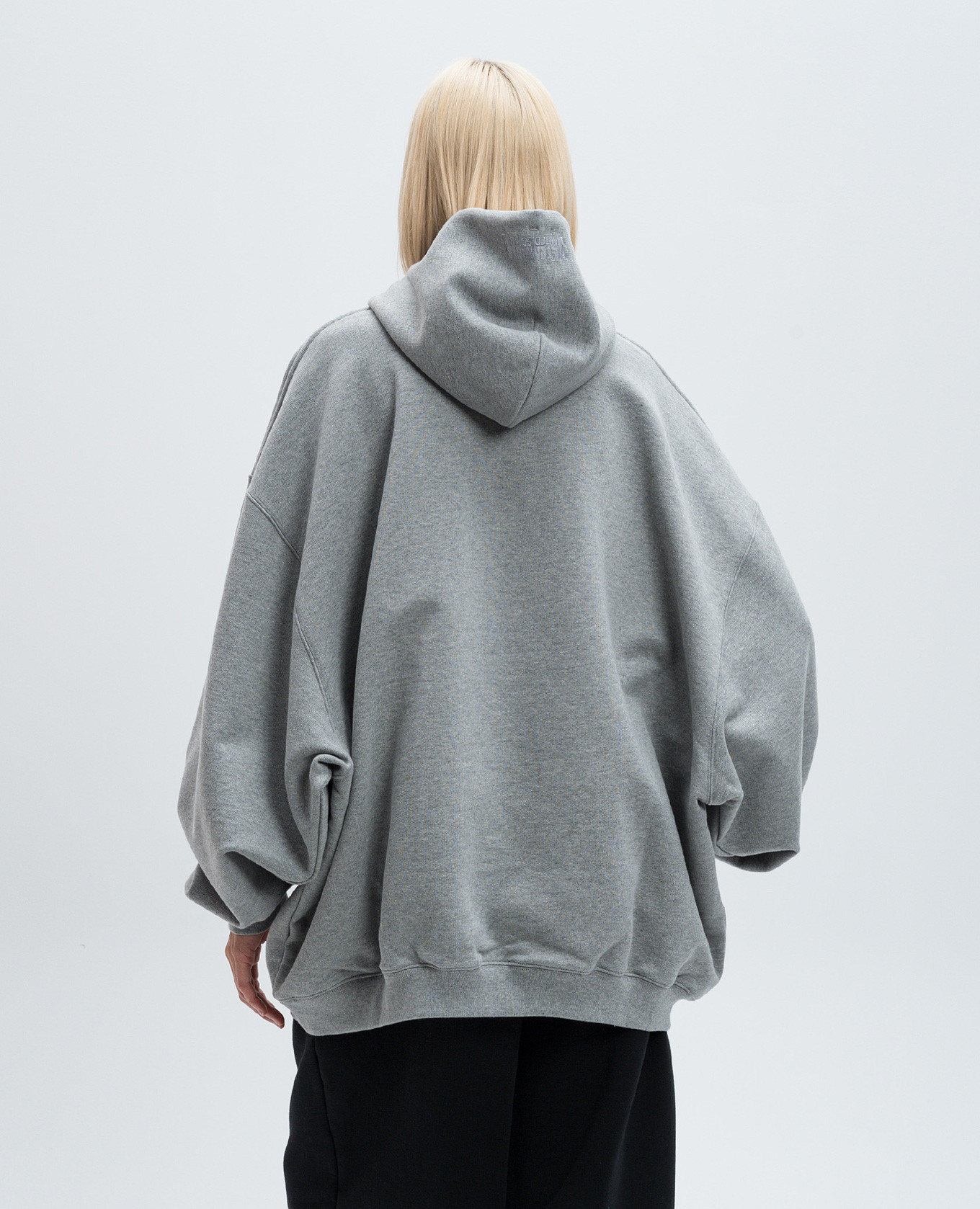 Gray melange hoodie with textured logo Vetements 4