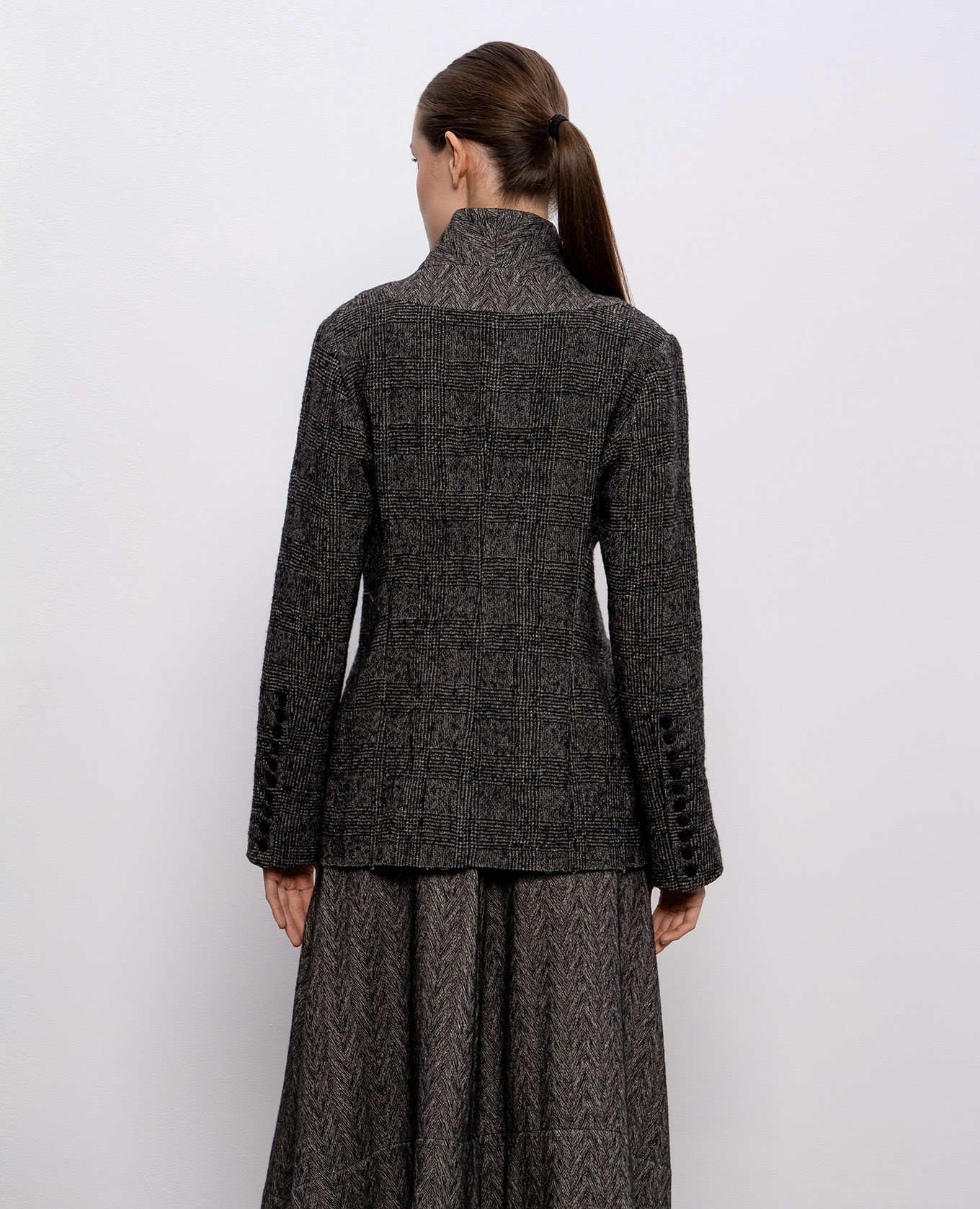 Gray wool check jacket Marc Le Bihan 4
