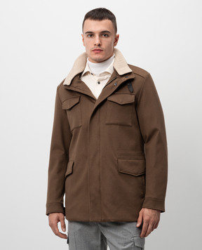 Cashmere&Whiskey Brown cashmere jacket with patch pockets CW0011000