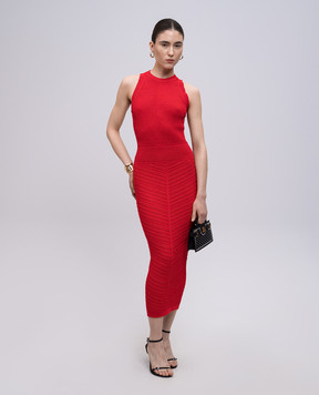 Balmain Red midi dress with figure-hugging necklines EF0RI055KI42