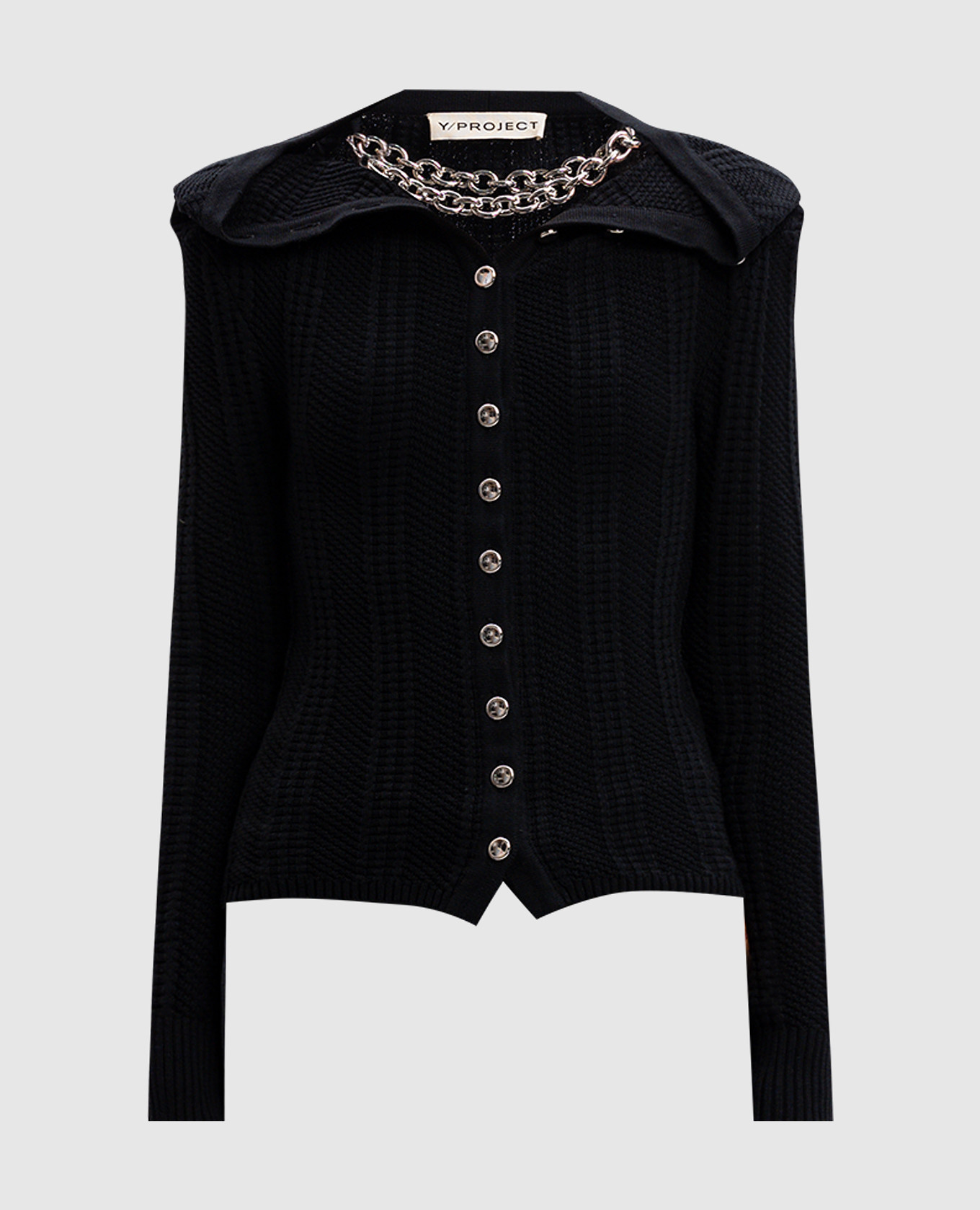 

Black merino wool cardigan with chain Y Project