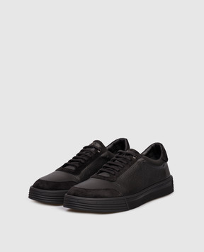 Stefano Ricci Black leather sneakers with logo UV23G6532SDPVDV