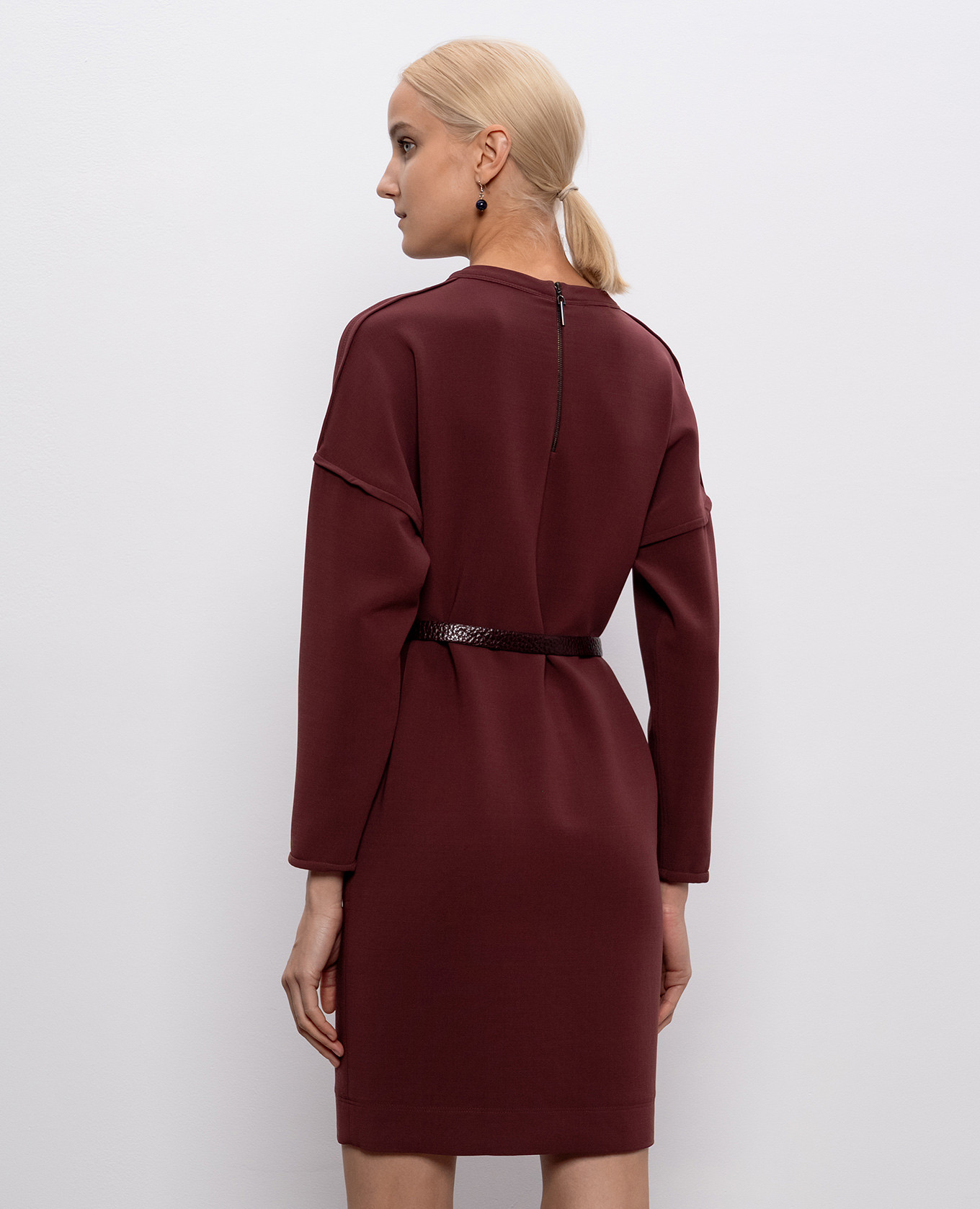 Burgundy wool dress Brunello Cucinelli 4