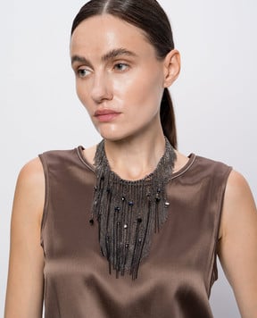 Peserico Gray necklace with chains and beads E35503C0CC735