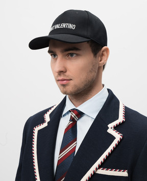 Valentino Black cap with Chez Valentino embroidery 6Y2HDA41FVH