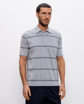Brunello Cucinelli Gray striped polo shirt M29805505