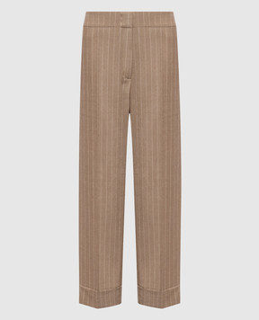 Peserico Beige striped wool pants P0421003362