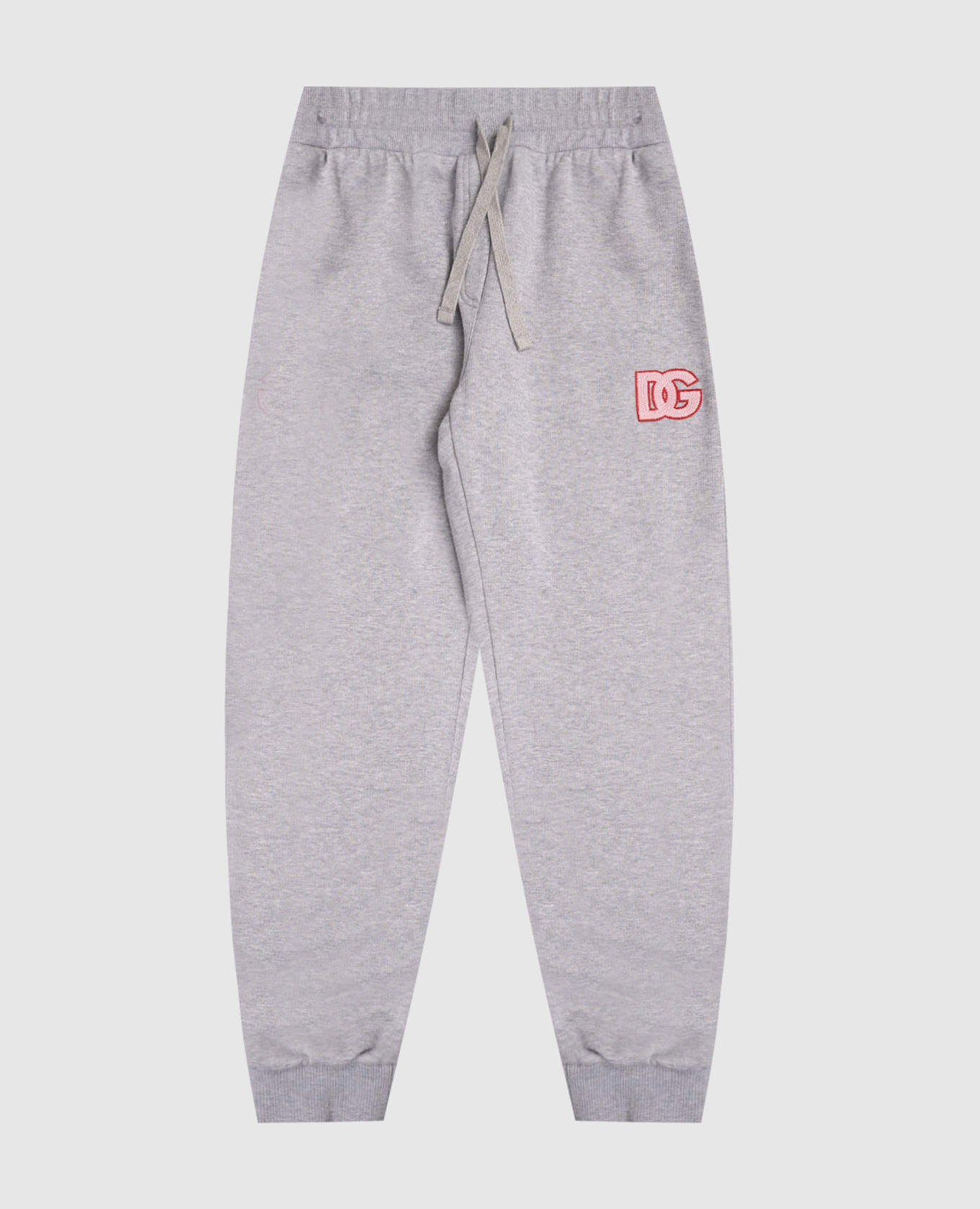 Kids&#39; grey melange joggers with logo Dolce&Gabbana
