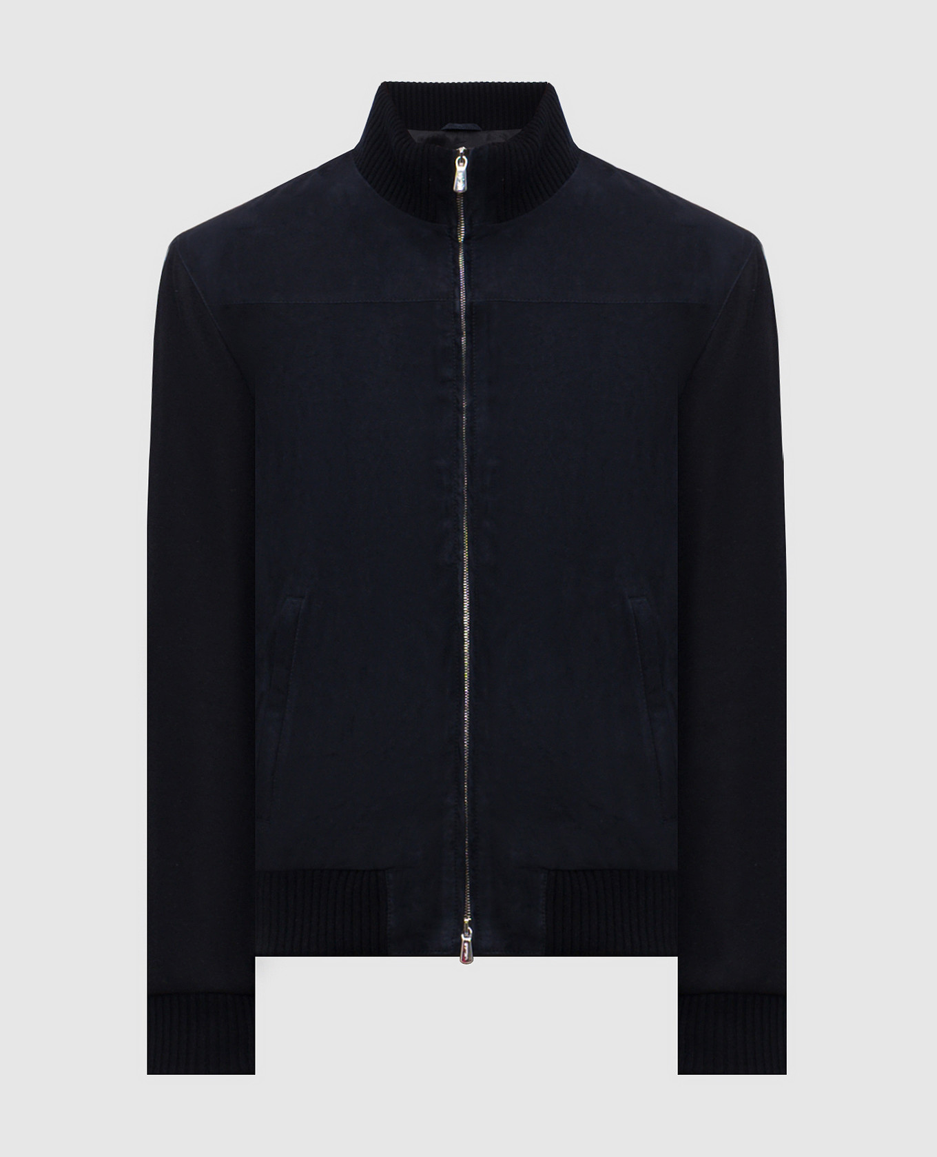 Blue suede and cashmere jacket Enrico Mandelli