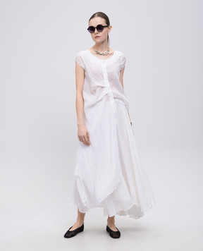 Marc Le Bihan White asymmetrical blouse with a frame 2607