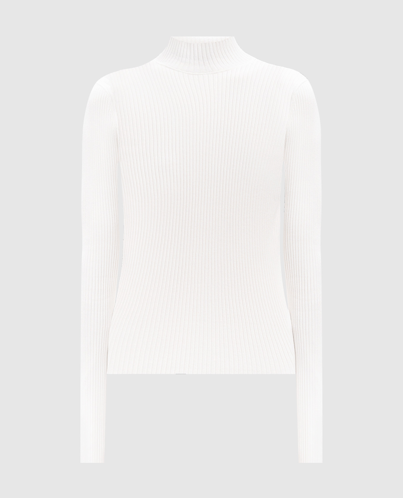 

White ribbed turtleneck with oval T metal logo Twinset