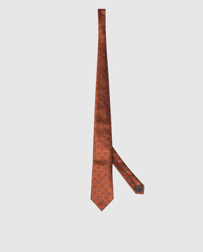 Brunello Cucinelli Orange patterned silk tie MI8850018