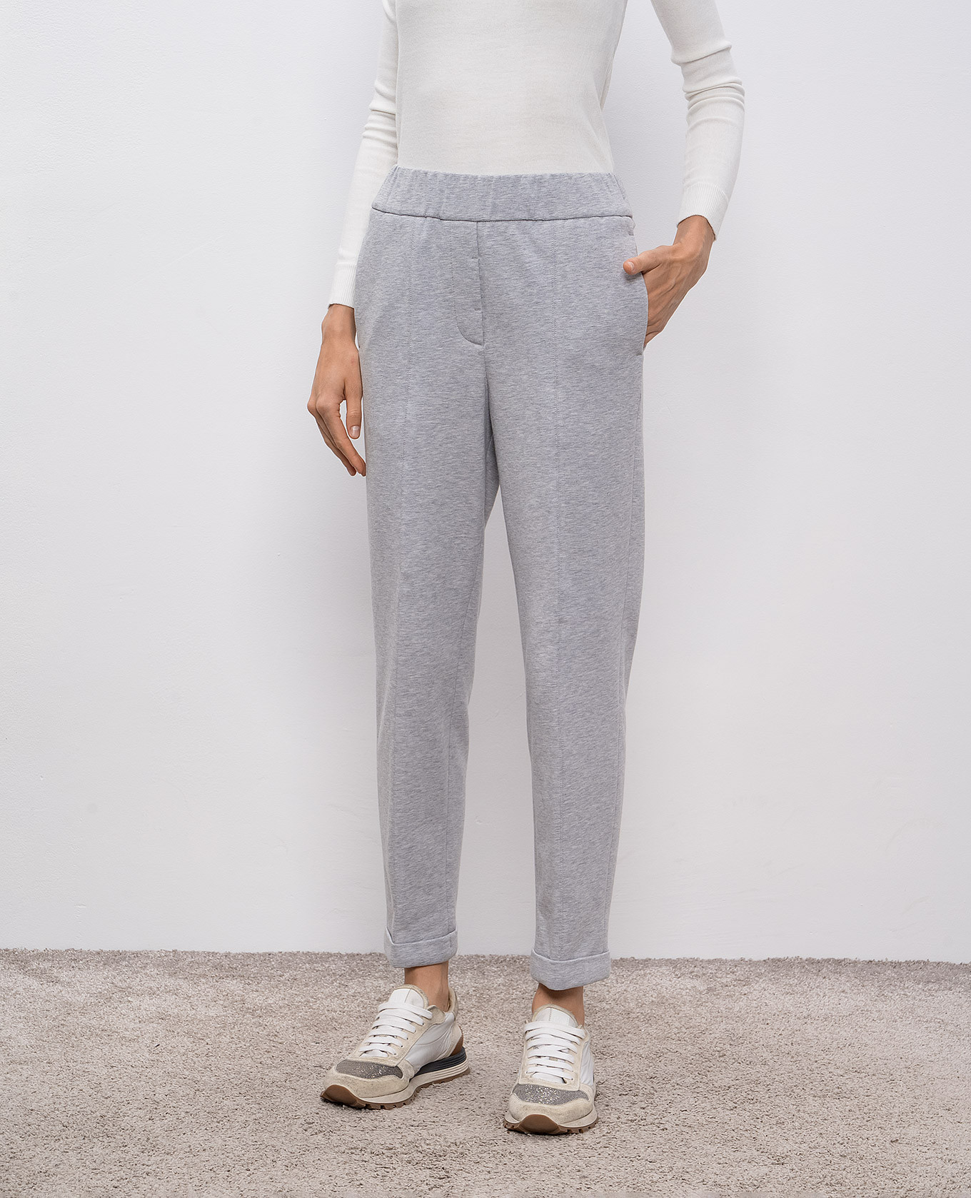 Grey melange track pants with lapels Peserico 3