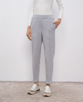 Peserico Grey melange track pants with lapels P04924J002347