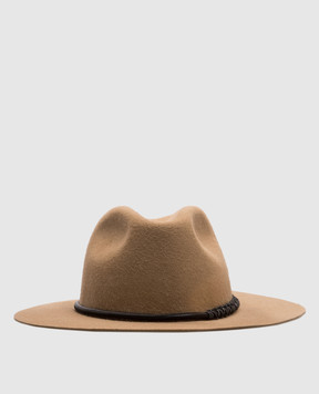 Brunello Cucinelli Beige fedora hat with monil chain MCAP90047
