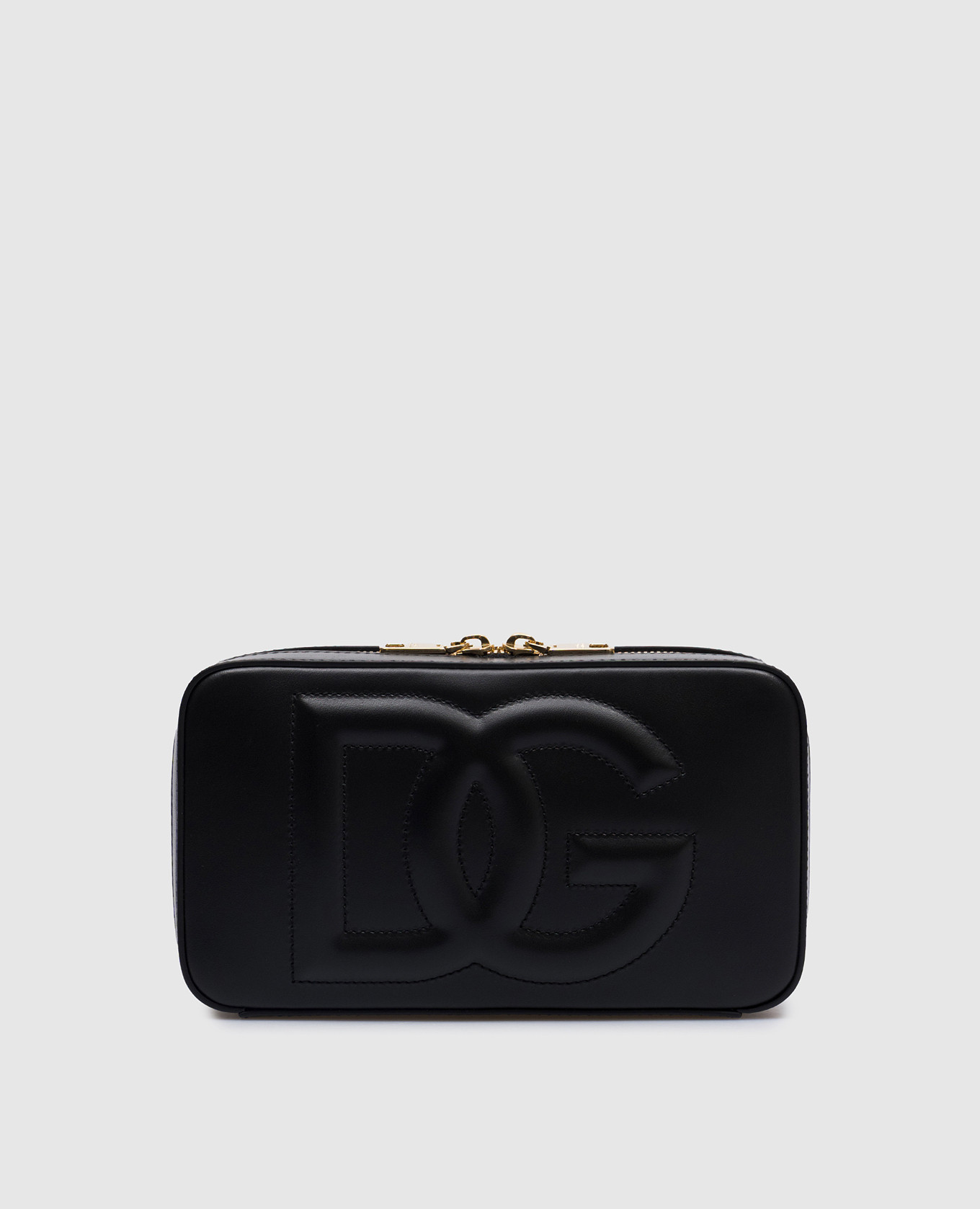 DG LOGO black leather crossbody bag