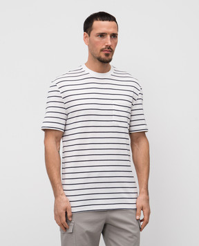Brunello Cucinelli White striped silk T-shirt MW8611376