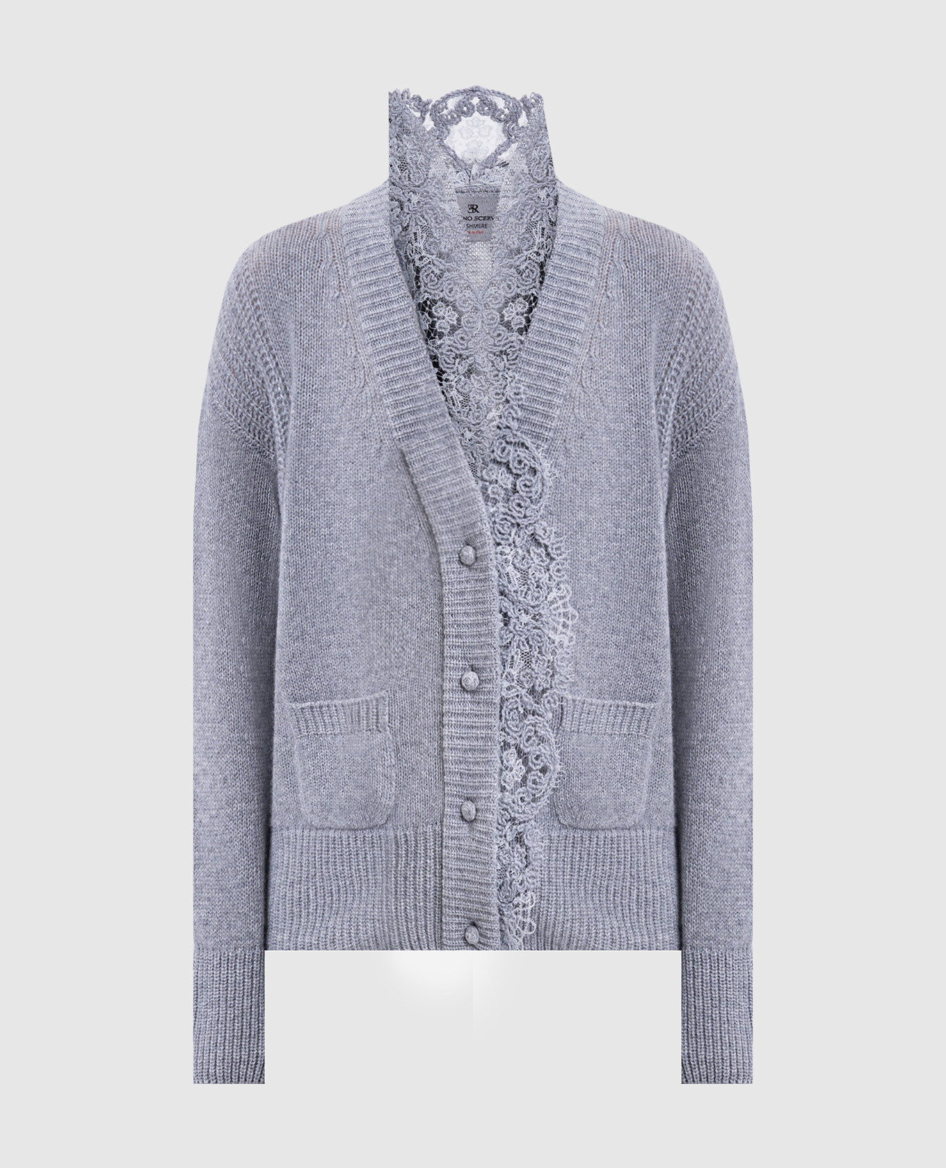 Gray cashmere cardigan with lace Ermanno Scervino