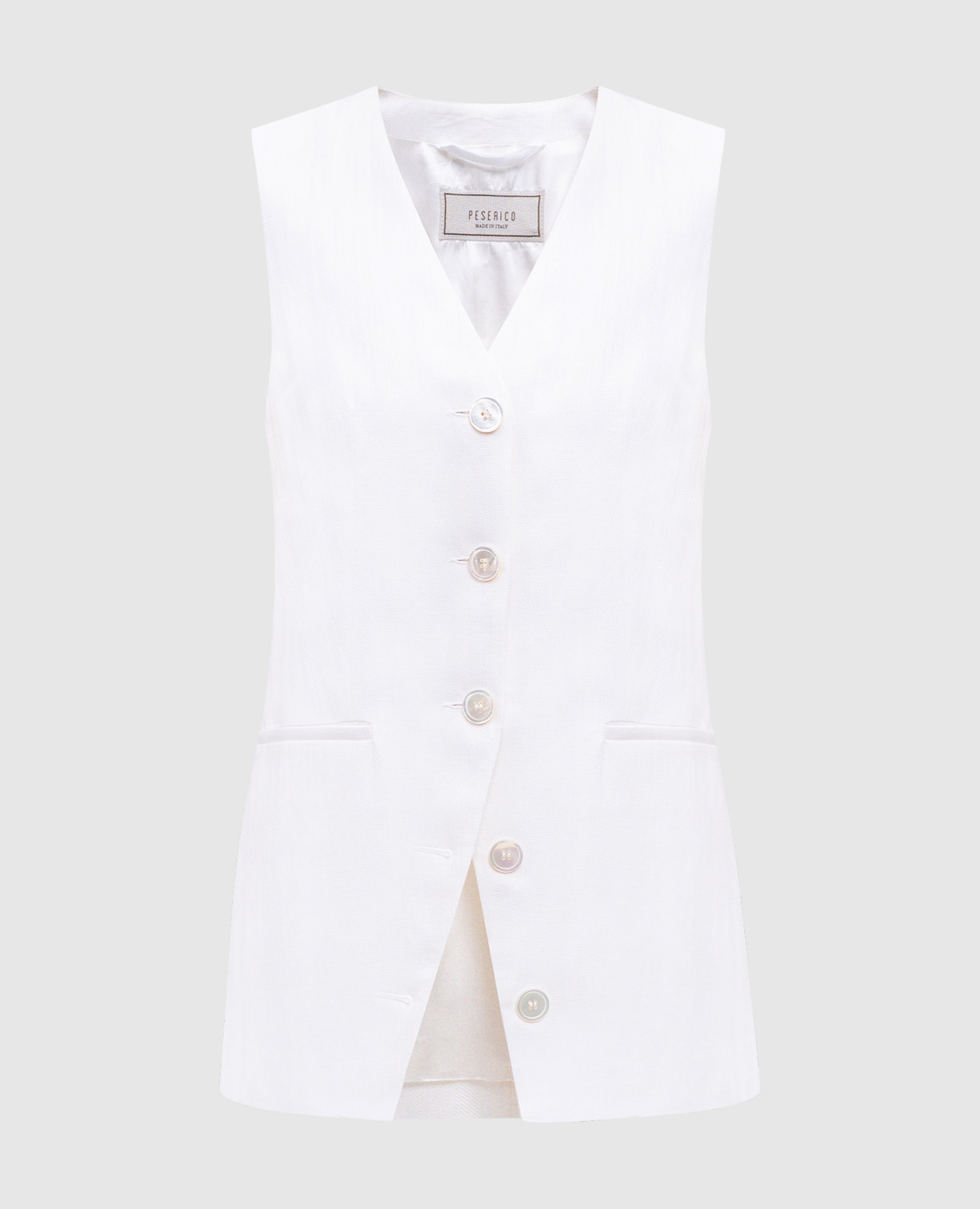 

White linen vest with branded patch Peserico