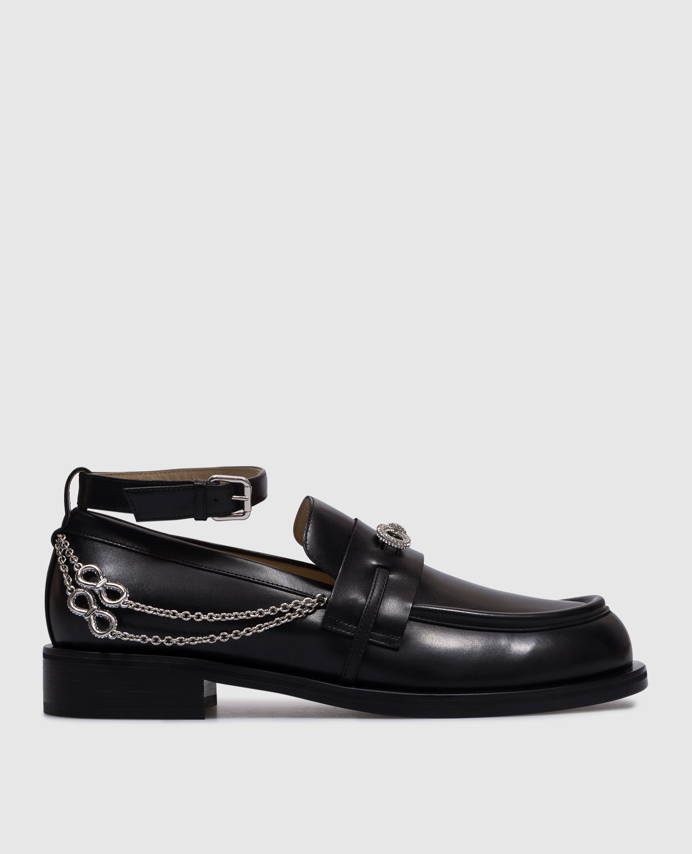 

Black leather loafers with crystals Mach&Mach