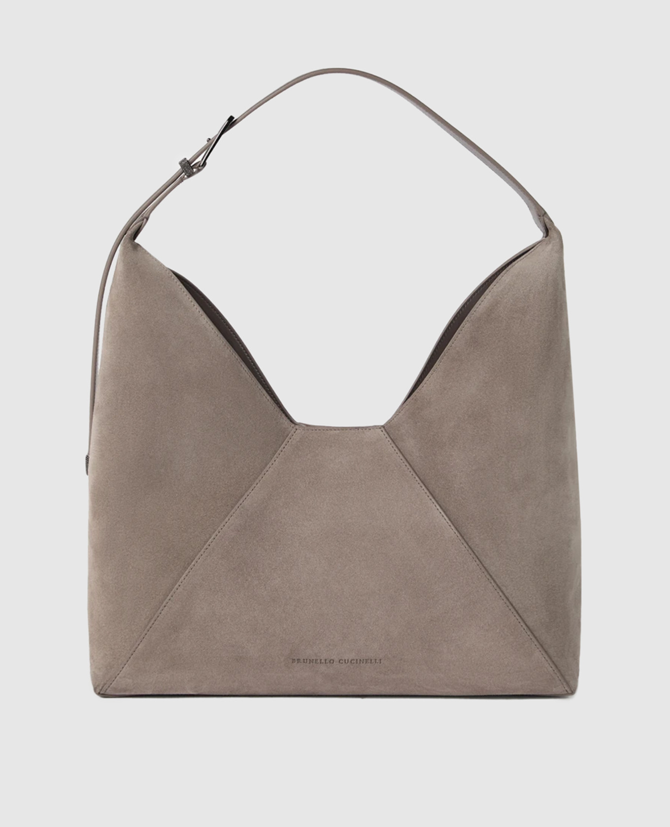 

Duo Logo Hobo Bag in Gray Suede Brunello Cucinelli, Grey