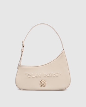 Off-White Jitney Quote Beige Leather Hobo Bag OWNN18AS25LEA002