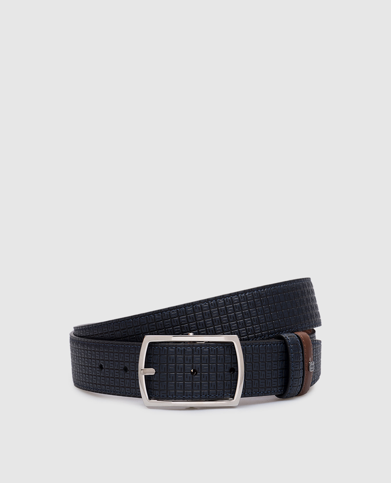 

Double-sided leather strap with logo embossed Serapian, White