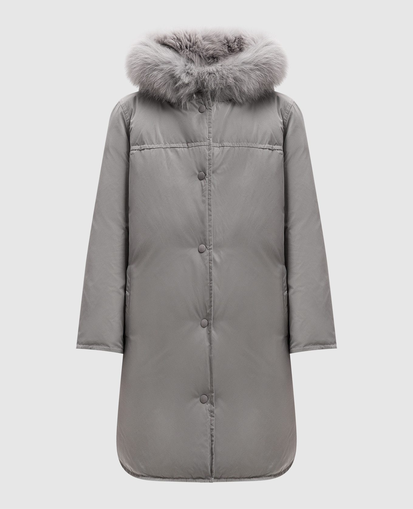 

Gray down jacket with fox fur Yves Salomon, Grey