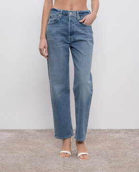 CITIZENS OF HUMANITY Delfina blue jeans with leather logo patch 2205B1078