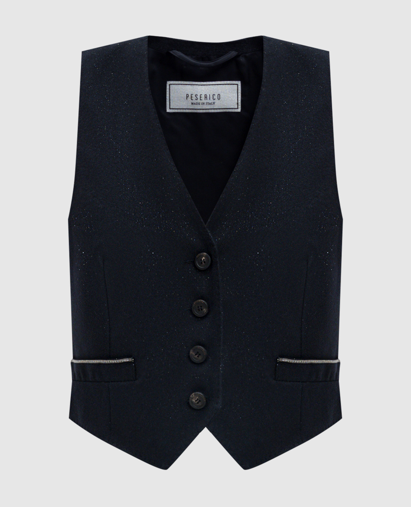 

Blue vest made of wool with monil chain and lurex Peserico