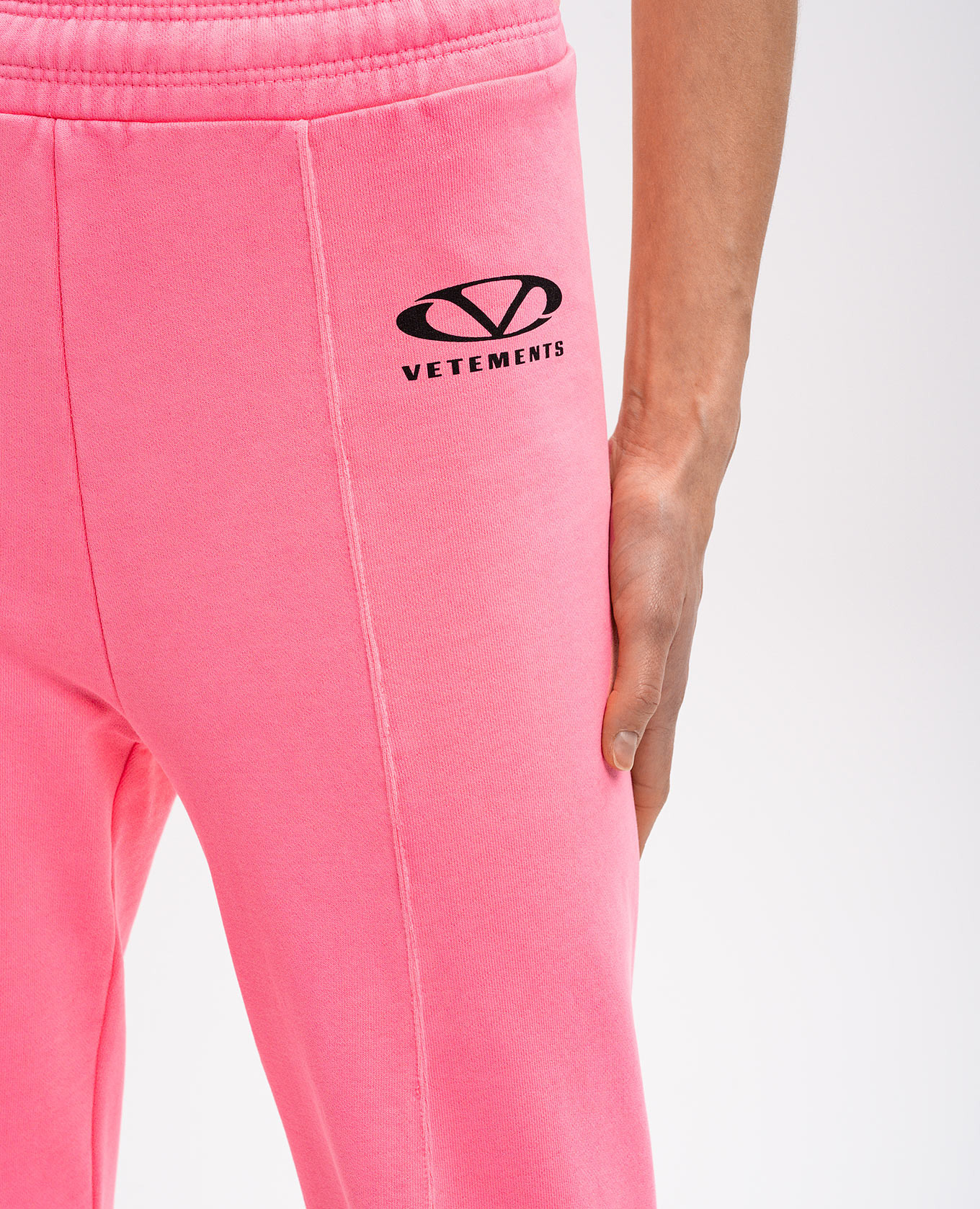 Pink logo print striped sweatpants Vetements 5