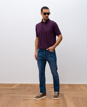 ISAIA Purple polo with emblem MG8240Y0421