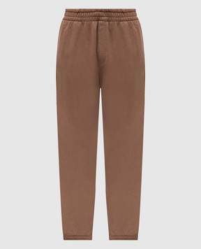 Dolce&Gabbana Beige joggers with textured logo monogram GP0M3ZG7O2P