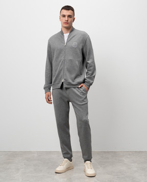 Brunello Cucinelli Gray sports jacket with logo print MM8319037G