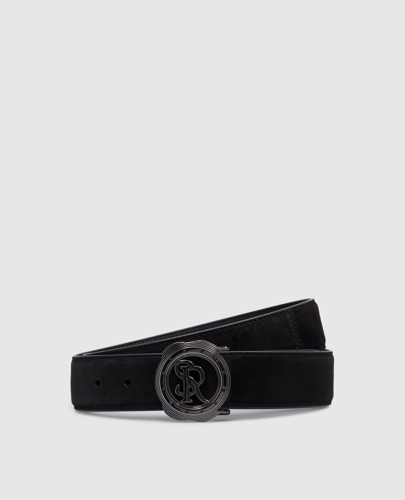

Black suede belt with logo Stefano Ricci