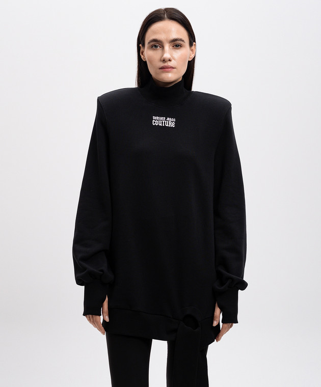 Versace Jeans Couture Black sweatshirt with logo embroidery 77HAO972F0010 image 3