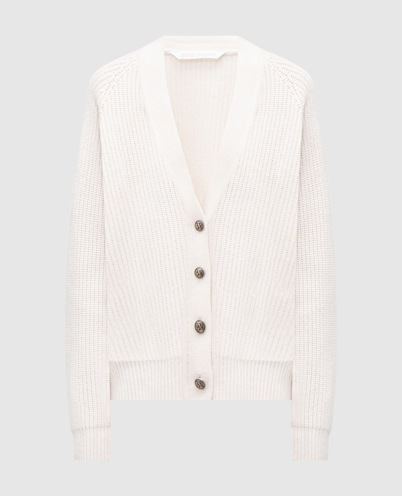 

White merino wool and cashmere cardigan with logo embroidery Palm Angels